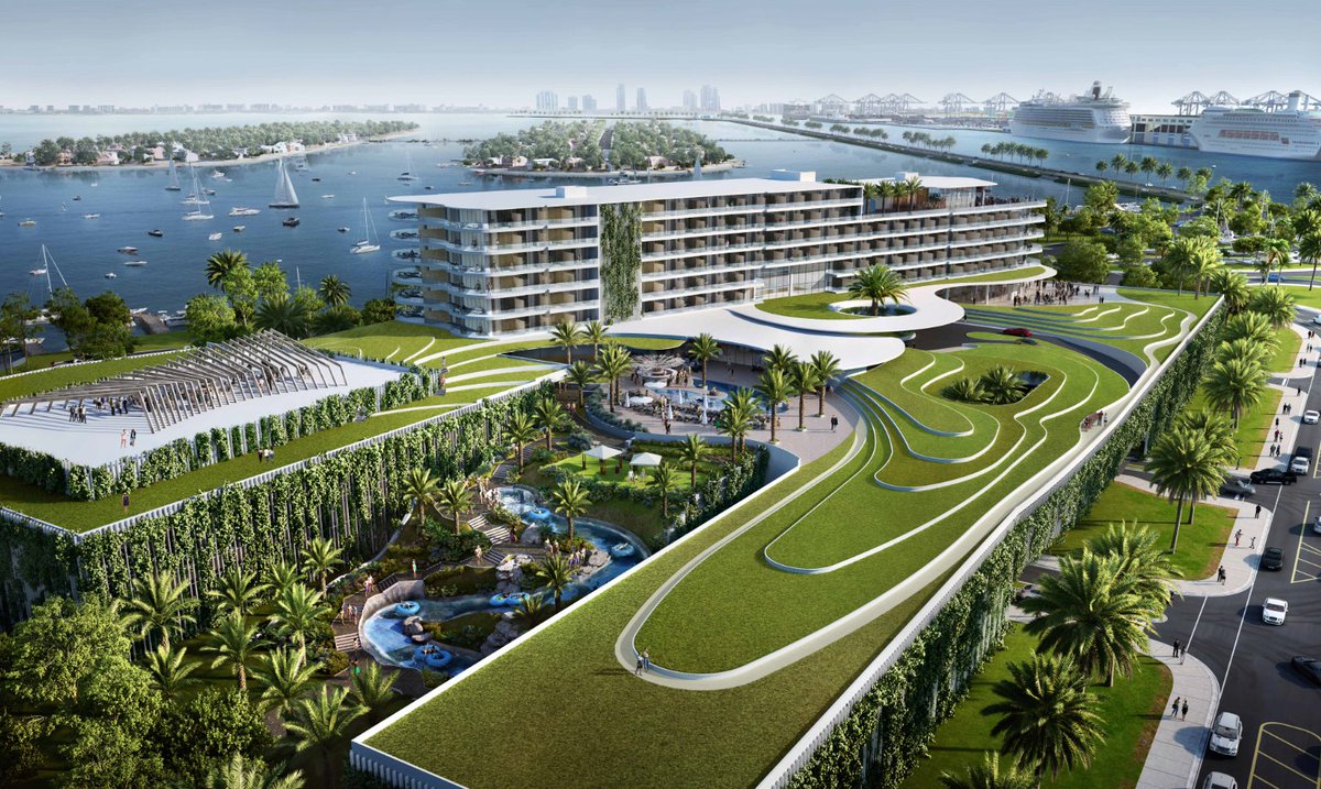 EoAgroup's tweet photo. Excited to lead the way as the Architects and Master Planners for a new 300 Key, 13 story Eco Resort on the Miami Causeway hashtag#JungleIsland https://t.co/MFb0FgLJiP