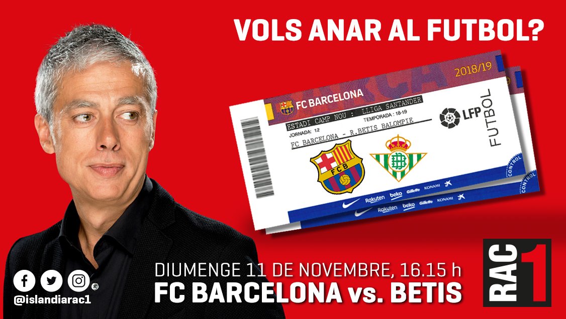 SORTEIG! Si voleu una entrada doble a tribuna pel Barça-Betis d'aquest diumenge, ens heu de seguir i fer retuit d'aquesta publicació!