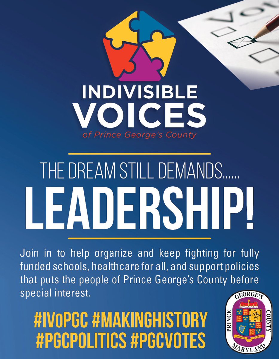 Although the election didn’t bring us the results many of us desired the good fight continues. 

We welcome all Prince Georgians to join <a href="/IndivisiblePGC/">Indivisible Voices</a> to ensure our communities are informed &amp; educated on the politics throughout the county continues!