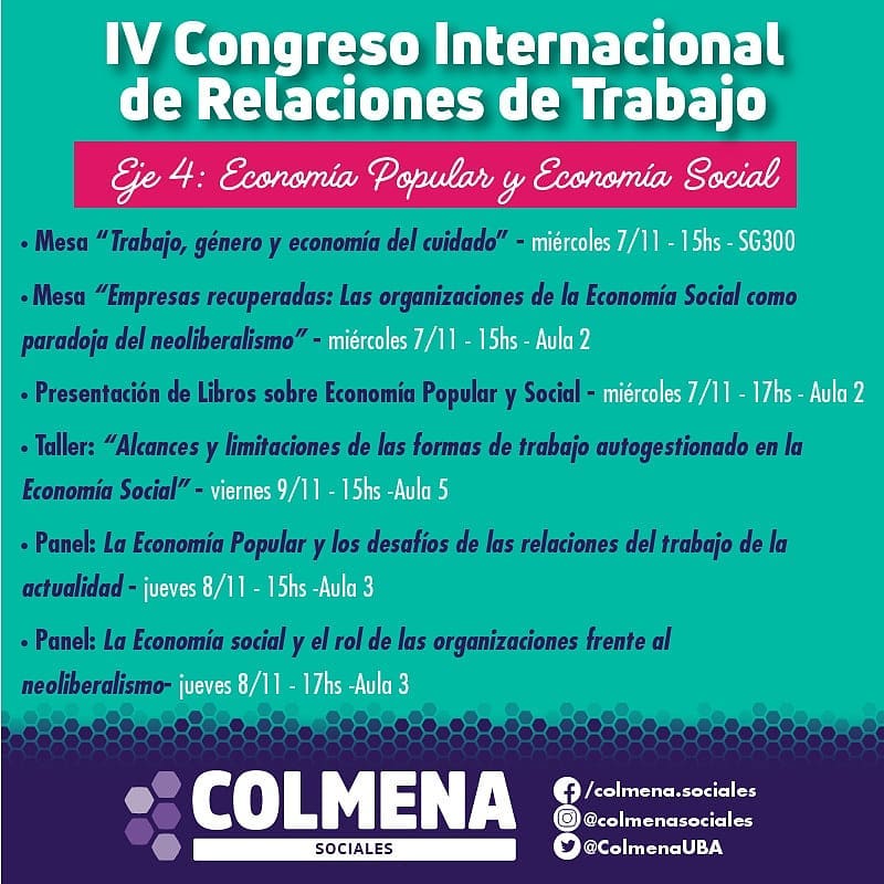 EmilceMoler's tweet photo. En un rato estaremos presentando los Cuadernillos de la Economía Popular que elaboramos desde el PEPTIS en el Congreso de Relaciones de Trabajo. Interesantes debates para nuestros días @UMETeduar @citrainv @AnaCastellani1 @kafkathecat @LaCarancha @ https://t.co/hjwNt5WA1r