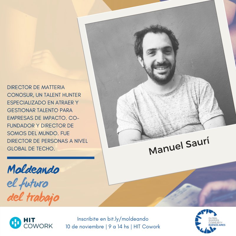 Este sábado, <a href="/manusauri/">Manuel Sauri</a>, Gerente General Argentina de <a href="/matteria_/">matteria</a>, nos acompañará en #MoldeandoElFuturodelTrabajo en <a href="/HITCowork/">HIT</a> para conversar acerca de cómo debe ser la cultura organizacional en la Cuarta Revolución Industrial. 
Sumate a la encuesta en buff.ly/2MZMPLV