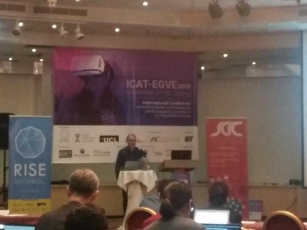 Prof. Mel Slater on the Transformation of the Body in #VirtualReality at ICAT EGVE 2018 #cyprus <a href="/melslater/">Mel Slater</a> <a href="/event_lab/">Event Lab</a> <a href="/vbwrks/">Virtual Bodyworks</a> @RISECyprus