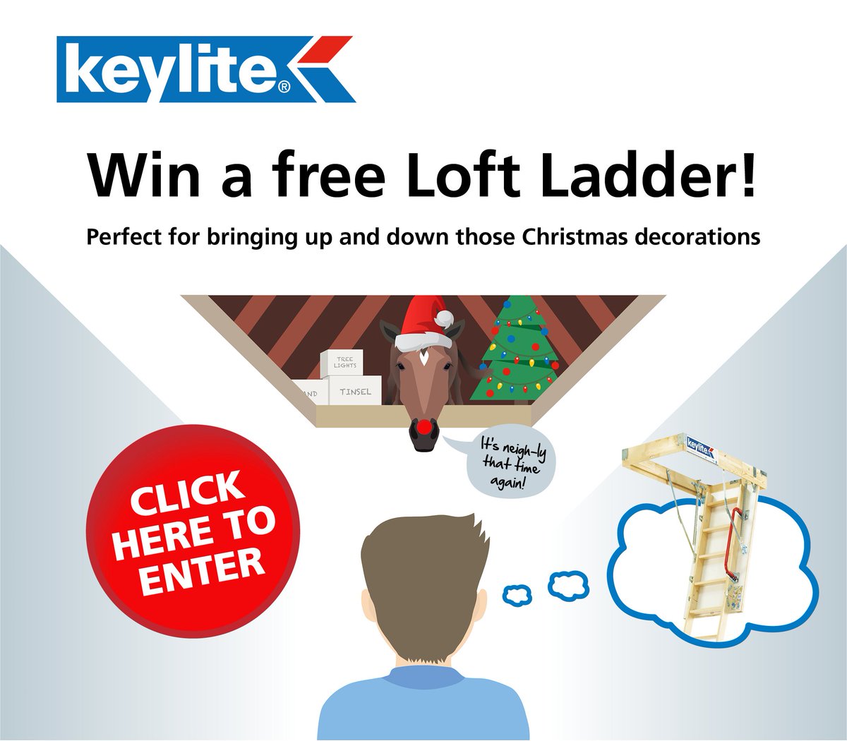 Keylite's tweet image. WIN a Free Keylite Loft Ladder!
Struggle to get your decorations down every year from the loft? Why not try a Keylite Loft Ladder, aimed at making your Christmas that little bit easier. Follow the link to enter: bit.ly/2DroT3V