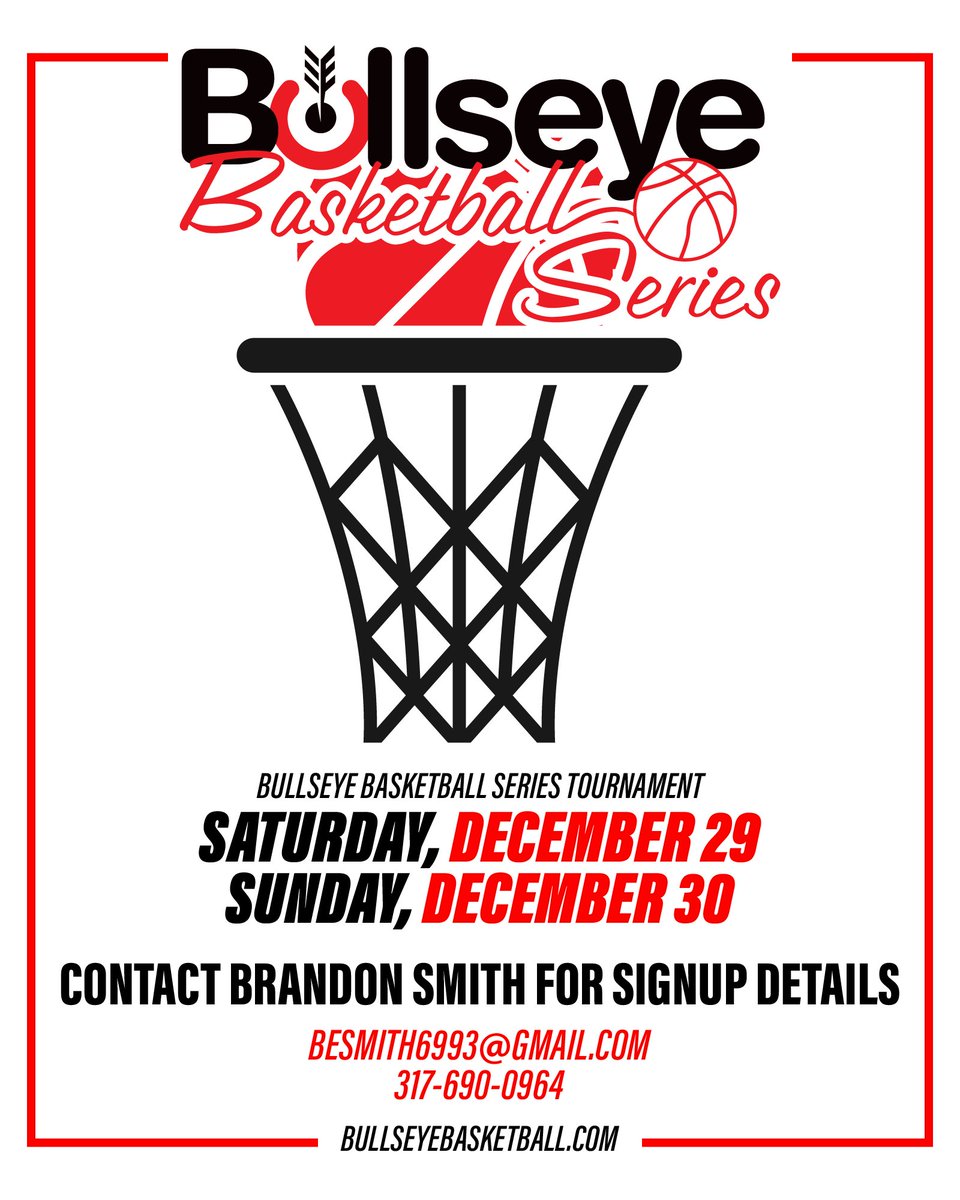 REGISTRATION IS OPEN! Play among the best of the best as the #BullseyeBasketballSeries returns this winter in #Indianapolis. Spots are filling up, register your team today! Contact Brandon Smith at besmith6993@gmail.com or call 317-690-0964, or visit BullseyeBasketball.com!