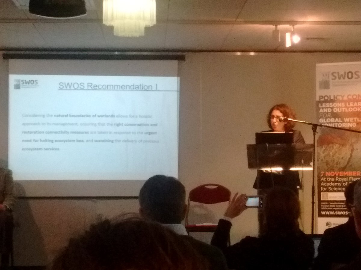 <a href="/ETC_UMA/">ETC-UMA</a> director <a href="/abdul_dania/">Dania Abdul Malak</a> starts presenting <a href="/SWOS_H2020/">SWOS</a>'s key recommendations:
1)  Consider eco-hydrological boundaries of wetland ecosystems for their conservation &amp; restoration