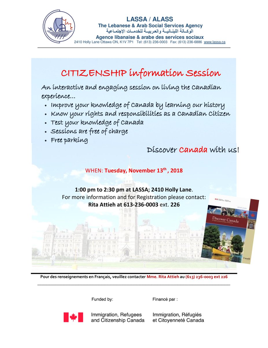 Learn Canadian History
Know your Rights &amp; Responsibilities
Prepare for Citizenship Exam

Join us at LASSA