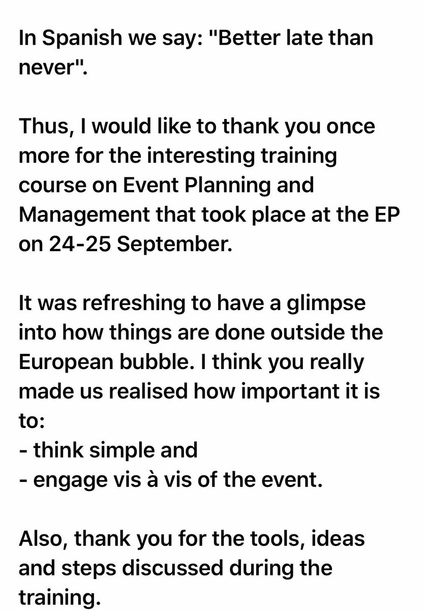 EuropeanInst's tweet photo. Delighted to receive this testimonial today from one of the participants who graduated from one of our bespoke courses delivered to the EU in Brussels last September https://t.co/1bv4hpXKk6