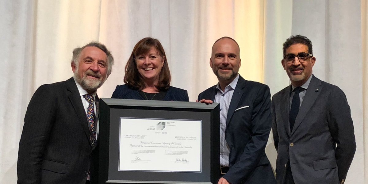 FCACan's tweet photo. Our Agency was honoured to receive yesterday in Toronto the Certificate of Merit in Financial Wellness from @ExcellenceCan https://t.co/Gl9kmpgLpa #ExcellenceSummit #CAE2018 #FLM2018 https://t.co/UYwGpiOpaA