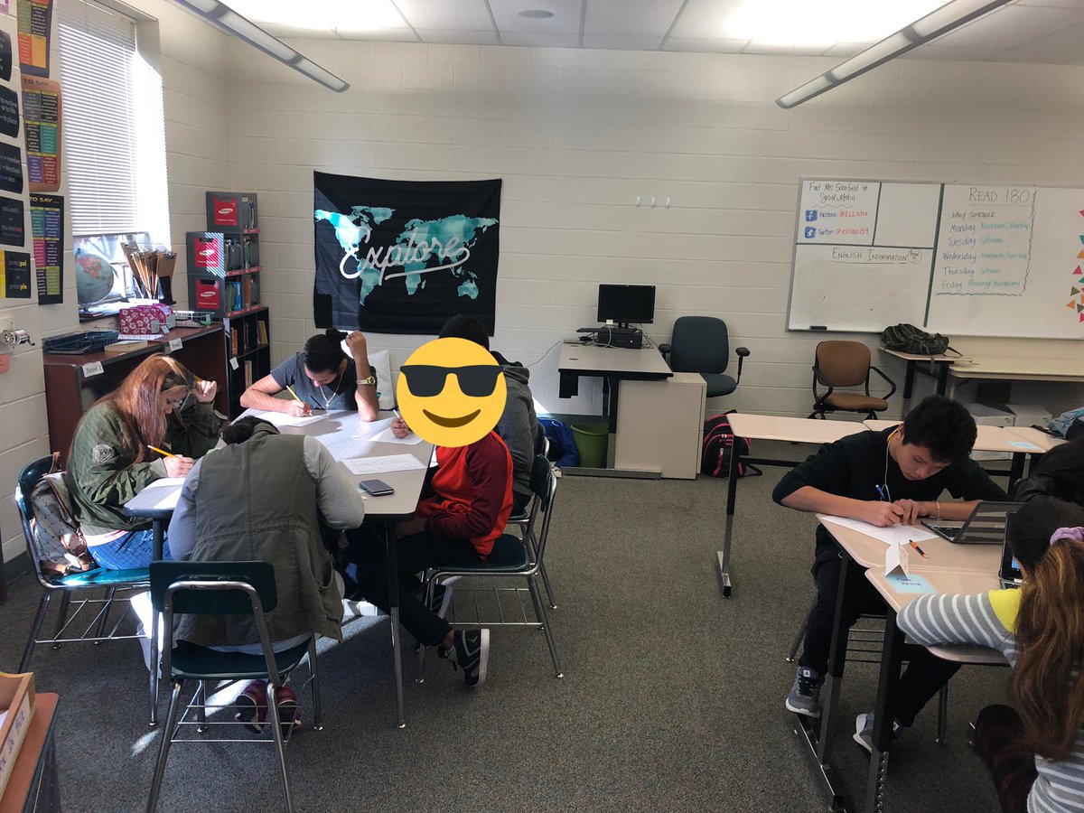 ellsko159's tweet photo. Who says you can’t do stations in high school??? #minilessons #room159 #ellsrock #partsofspeechreview #wackywednesday https://t.co/nzI2TlbTYv