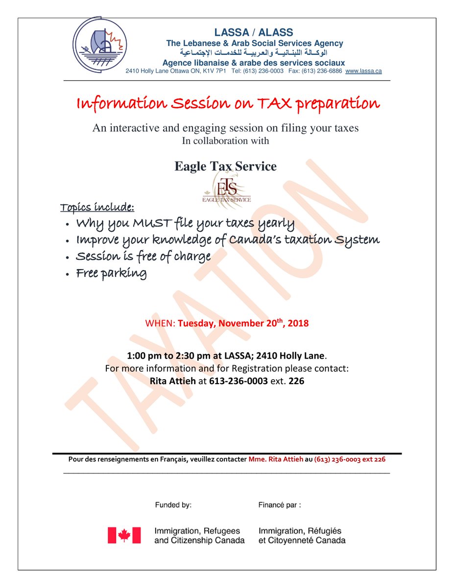 Info session on tax preparation with Eagle Tax Service