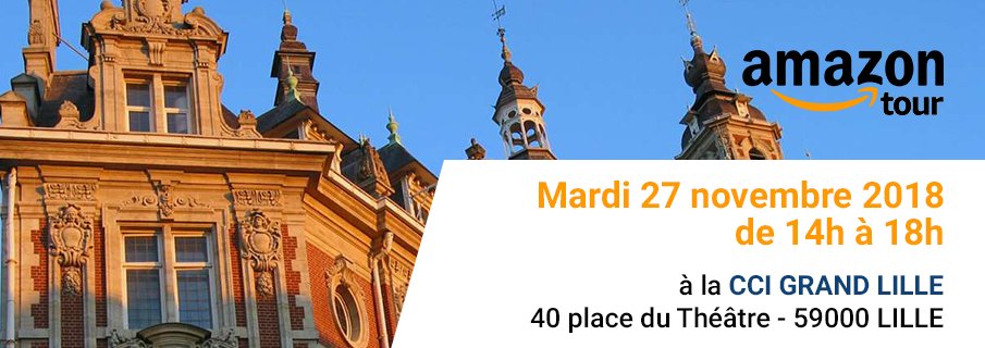 Le mardi 27 novembre, l'Amazon Tour passe à la CCI Grand Lille ! Venez participer à cet événement gratuit pour découvrir la marketplace Amazon ou y optimiser votre présence.

Inscriptions : bit.ly/2Ds6sw0