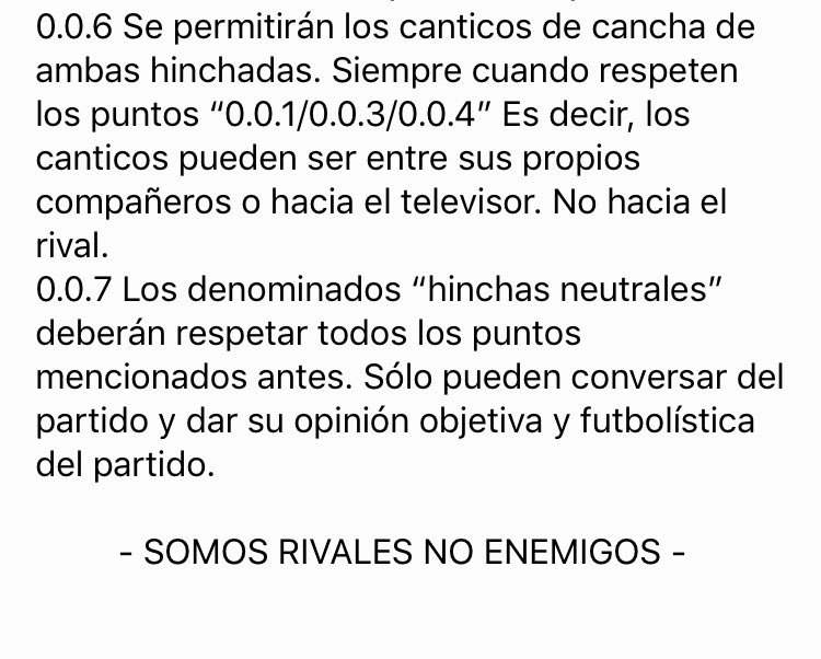 Esta es la reglamentación implementada para ver la #Superfinal el sábado entre amigos. Hinchada local, visitante y neutrales.