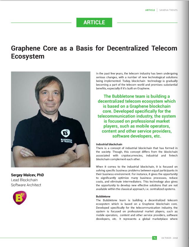 Bubbletone Blockchain in Telecom tweet media