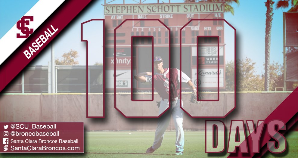 SCU_Baseball's tweet photo. Tick, tick, tick....the countdown is on!  Be there for the season opener on Feb. 15 (at San José State) and the home opener the following day.  #StampedeTogether #SeasonOpener https://t.co/k1ICy9ER9h