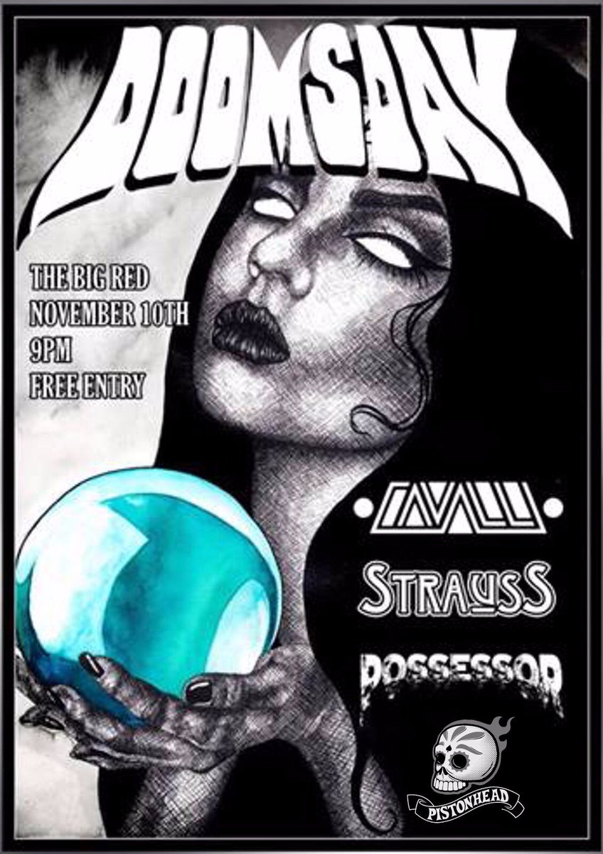 After their little break, Doomsday Events returns this Saturday 10th of Nov, and with new sponsors Pistonhead Lager!!!
Feat.
Cavalli 
Strauss
Possessor

9pm
FREE ENTRY
