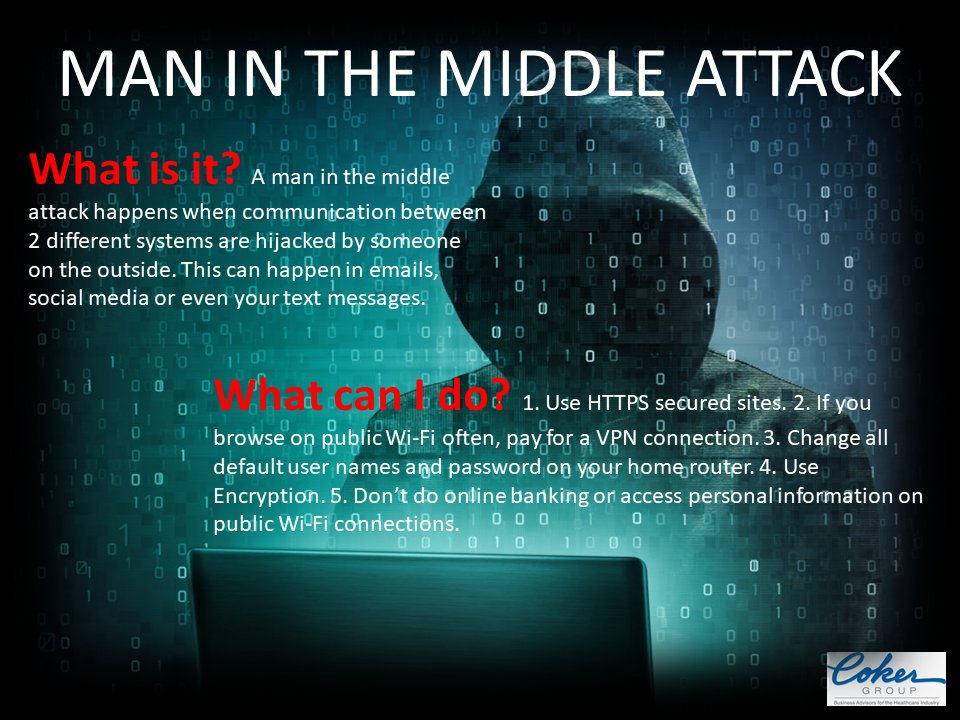🔐 #Cybersecurity tip of the day! Hackers monitor communication between two systems and can see everything being communicated. Follow these five steps to keep your information safe. #CyberAware
