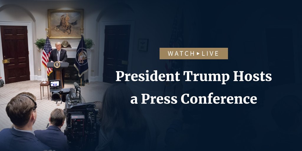 WATCH LIVE at 11:30 a.m. ET as President Trump hosts a press conference. 45.wh.gov/RtVRmD https://t.co/vnvq295X1V