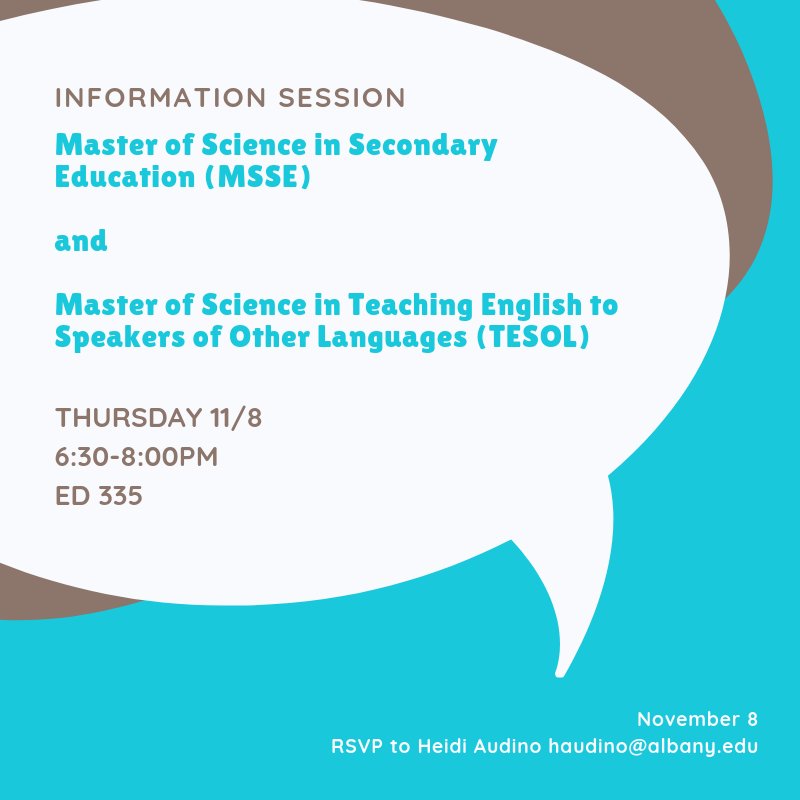 UAlbanyEdu's tweet image. Learn about the profession of #teaching and degree/certification requirements. #msse #tesol #graduateschool