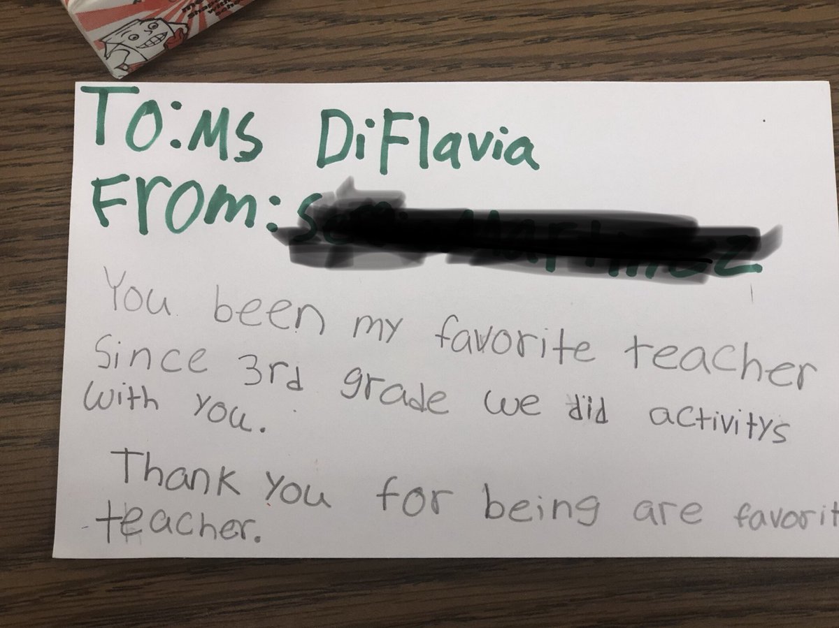 Our job can be hard and draining. Getting notes likes this from a former students reminds me why I do what I do. #imakeadifference #klenkshines