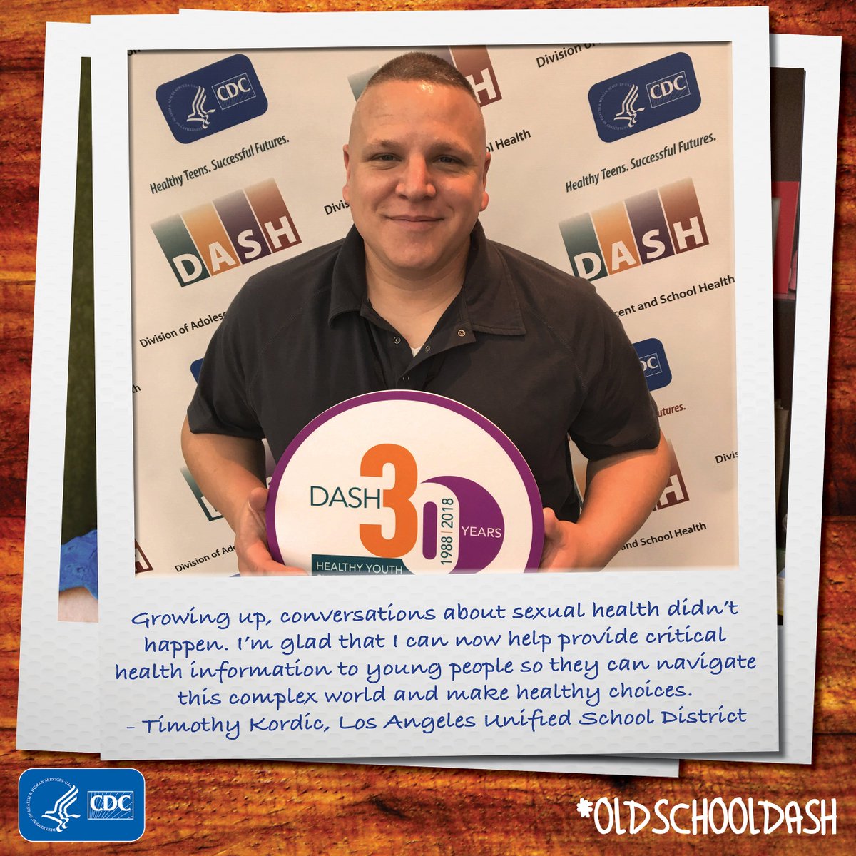 CDC_DASH's tweet photo. Realizing the importance of health communication from a young age, Tim Kordic appreciates the work he’s now able to do with @LASchools to impact #AdolescentHealth. #OldSchoolDASH https://t.co/tFoRip8W3G