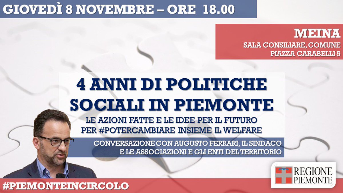 augferrari's tweet photo. Questa settimana ripartiamo dal Lago Maggiore per un nuovo incontro di #Piemonteincircolo: saremo a #Meina, per condividere con il territorio la programmazione delle #politichesociali messa in atto in @regionepiemonte, ma sopratutto per ascoltare la #comunità e le sue esigenze. https://t.co/oLHvcaWXDl