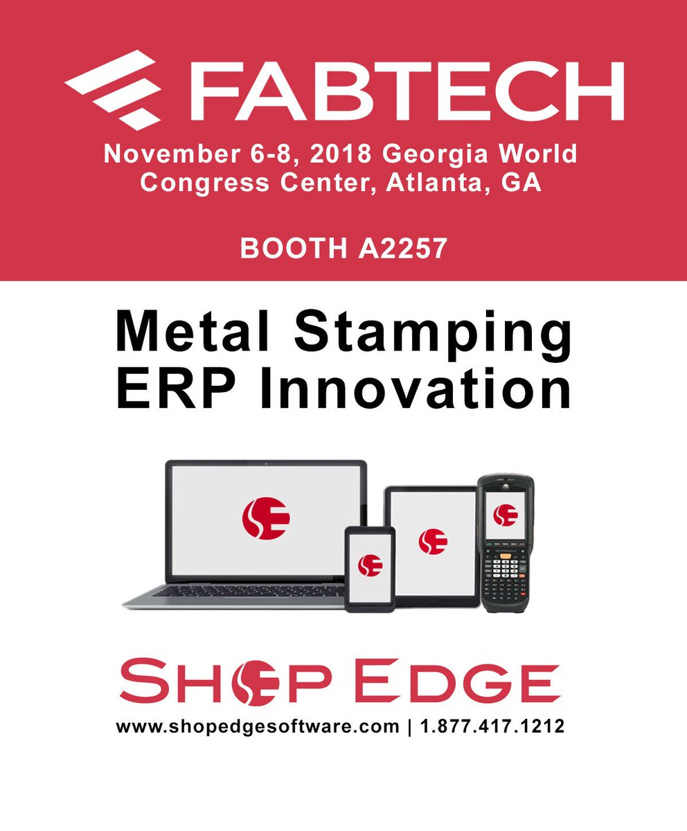 ShopEdgeERP's tweet image. Day 2 of #FABTECH2018 is off to a great start. Stop by to see our #ERP in action, our #Android application and Shop Floor Messaging.