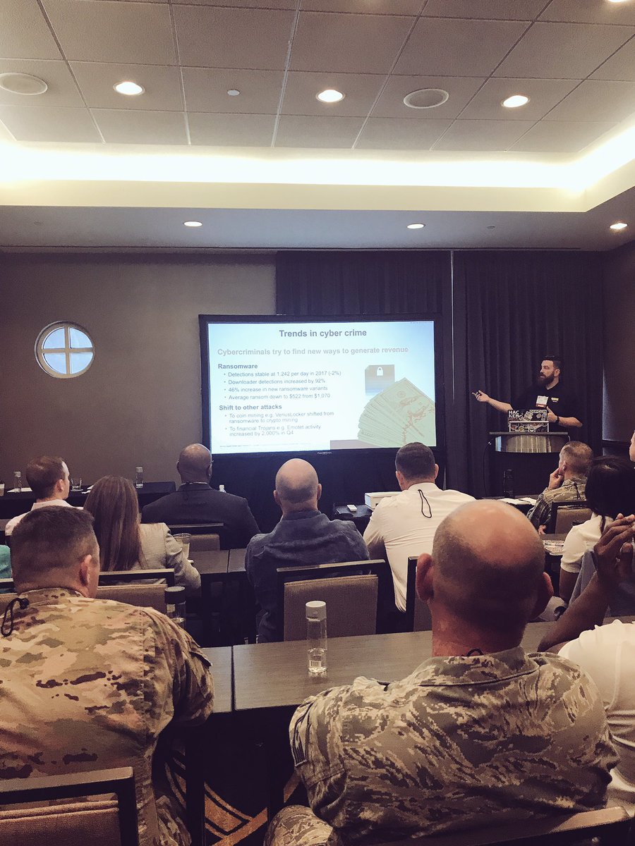 IPSecureinc's tweet photo. @AlamoAFCEA Listening in: Threat intelligence session by @splunk. Trends in Cyber Crime and more. #afcea #splunk #cybercrime #ipsecure https://t.co/iHBsl0VI9b