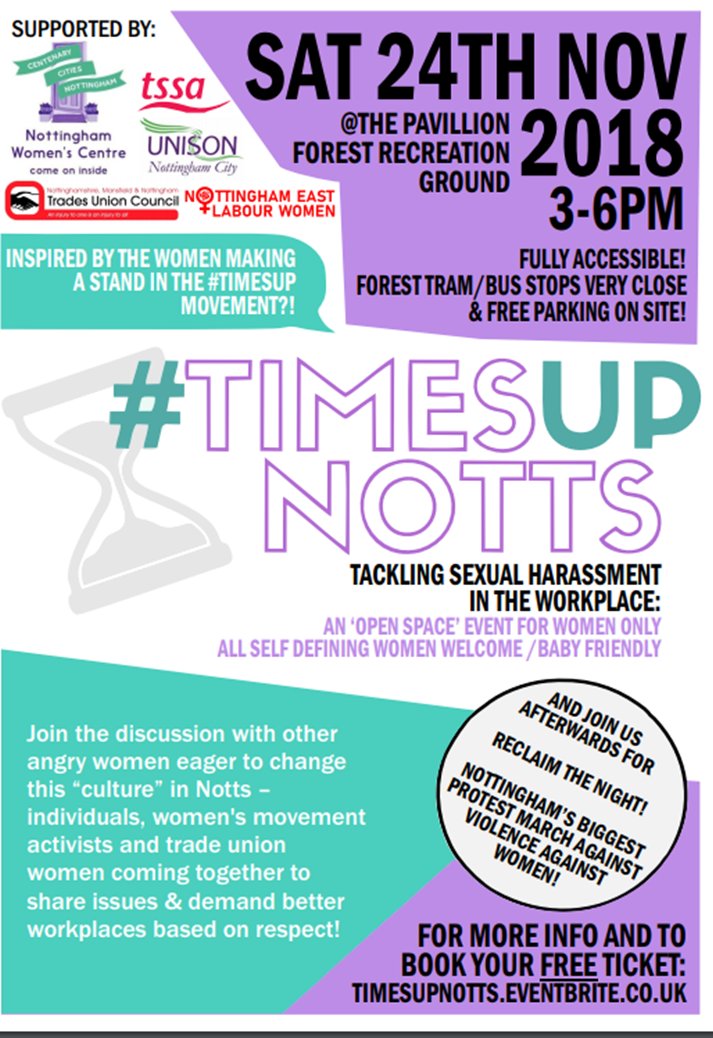 OrgSal_TSSA's tweet photo. I'm going to "#TimesUpNotts | Tackling Sexual Harassment at Work: An Open Space Event".  See you there? https://t.co/3tFuPv9KZA via @EventbriteUK https://t.co/USb2r46lvf