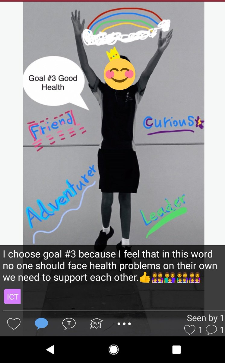 tarafrost's tweet photo. Today we began our #CreativeComm unit themed around #TeachSDGs. Students took a photo to capture motion, used Markup tool to edit and share the goal they are committed to, and shared via @Seesaw. This unit is all about the power of their voice! ๐ฃ๐ข #EverybodyCanCreate @GEMS_GUS https://t.co/IER6hV21he