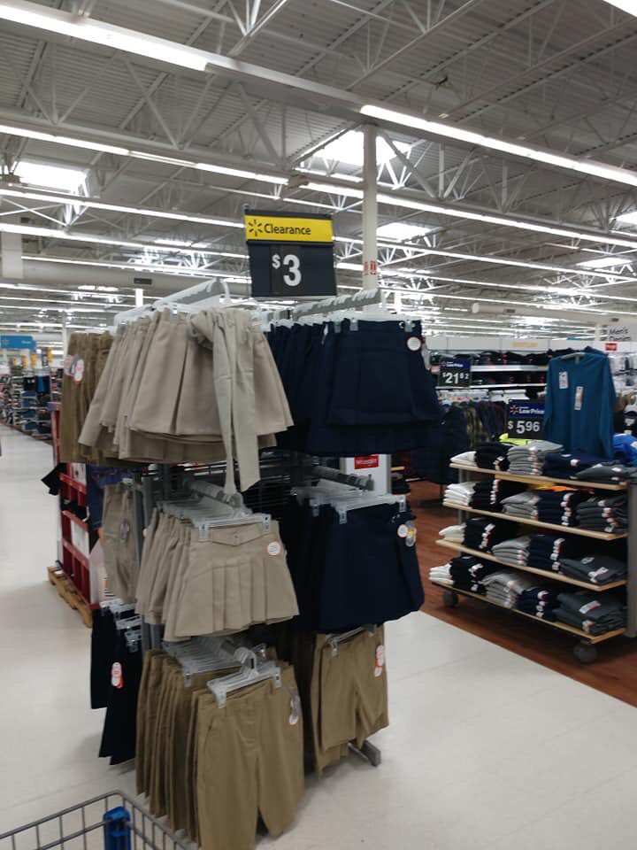 kashort5's tweet photo. FYI: If anyone is in need of more uniforms, the Port Orange Walmart has them on clearance. Shirts $1 and shorts/skirts $3. 👍❤️😊#volusiaschools #3MOMS https://t.co/UjBXoGeMRE