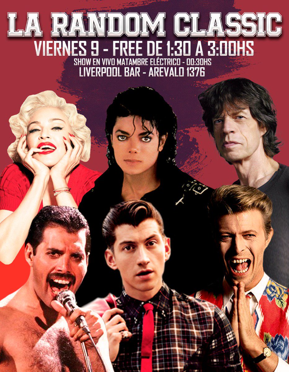 chprensa's tweet photo. Este viernes llega una nueva edición de #LaRandomClassic en @liverpoolbarpal (Arévalo 1376 - Palermo) con entrada #GRATIS de 1.30 a 3am.
Durante toda la noche suenan los mejores temas clásicos de la historia del #Rock, #Pop y #Funk. https://t.co/HphiKaFYlV