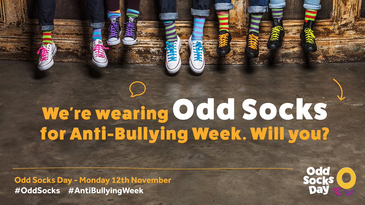 How many of you will be wearing #OddSocks for the first day of #AntiBullyingWeek next Monday 12th November? 😃 

There's still time for your school or organisation to get involved. Follow the link to our website to learn more: anti-bullyingalliance.org.uk/oddsocksday