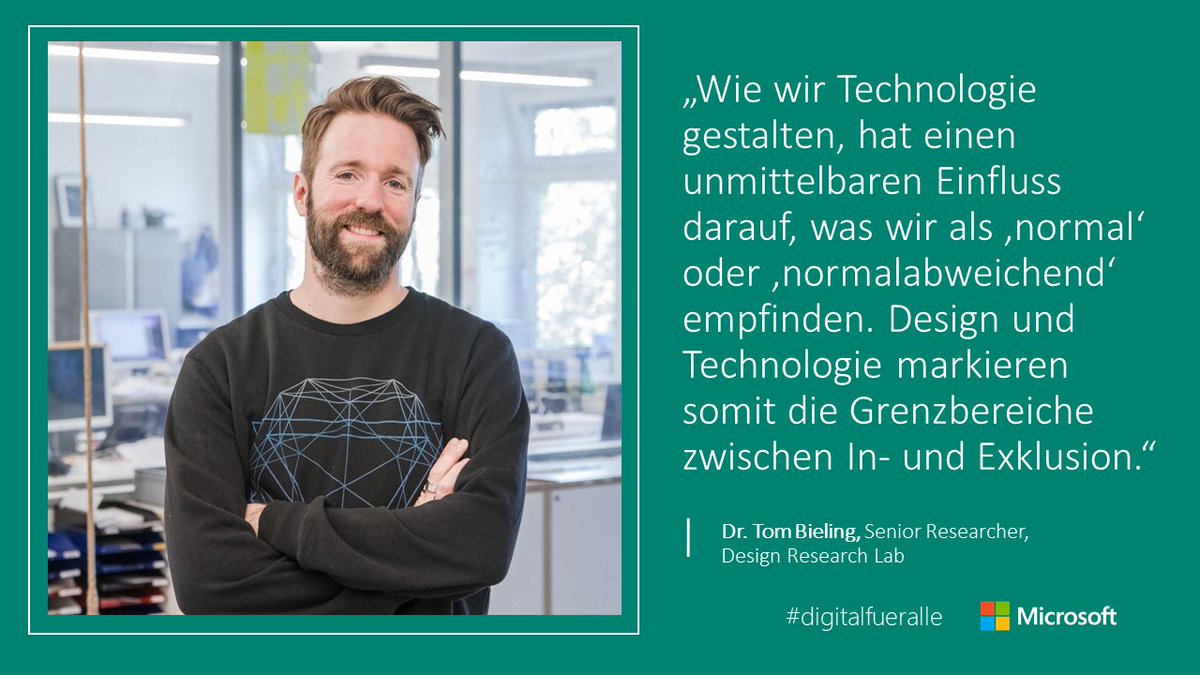 MicrosoftBerlin's tweet image. Spannender Gedanke von @tombieling, der am 13. November gemeinsam mit @albu und Inga Großmann über die Chancen von #KI und #Inklusion diskutiert. Herzliche Einladung in die #DigitalEatery. Zur Anmeldung: aka.ms/itfuerinklusion #digitalfueralle