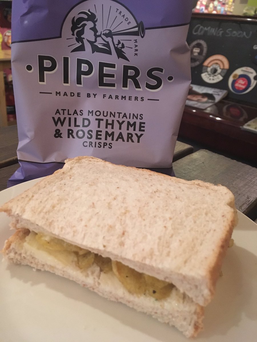 Currently investigating the important issue of what flavour crisps make the best crisp sandwich... Any ideas? #micropub #crispsandwich #pipers