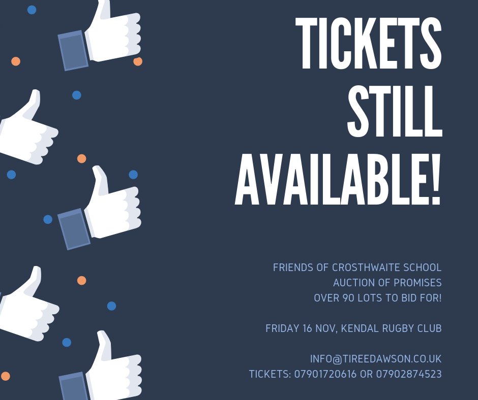 We still have some tickets left for our fantastic Auction of Promises - please retweet to encourage your friends to come too!

We are also accepting absent bids - download your copy of the catalogue at tireedawson.co.uk/auction2018.pdf