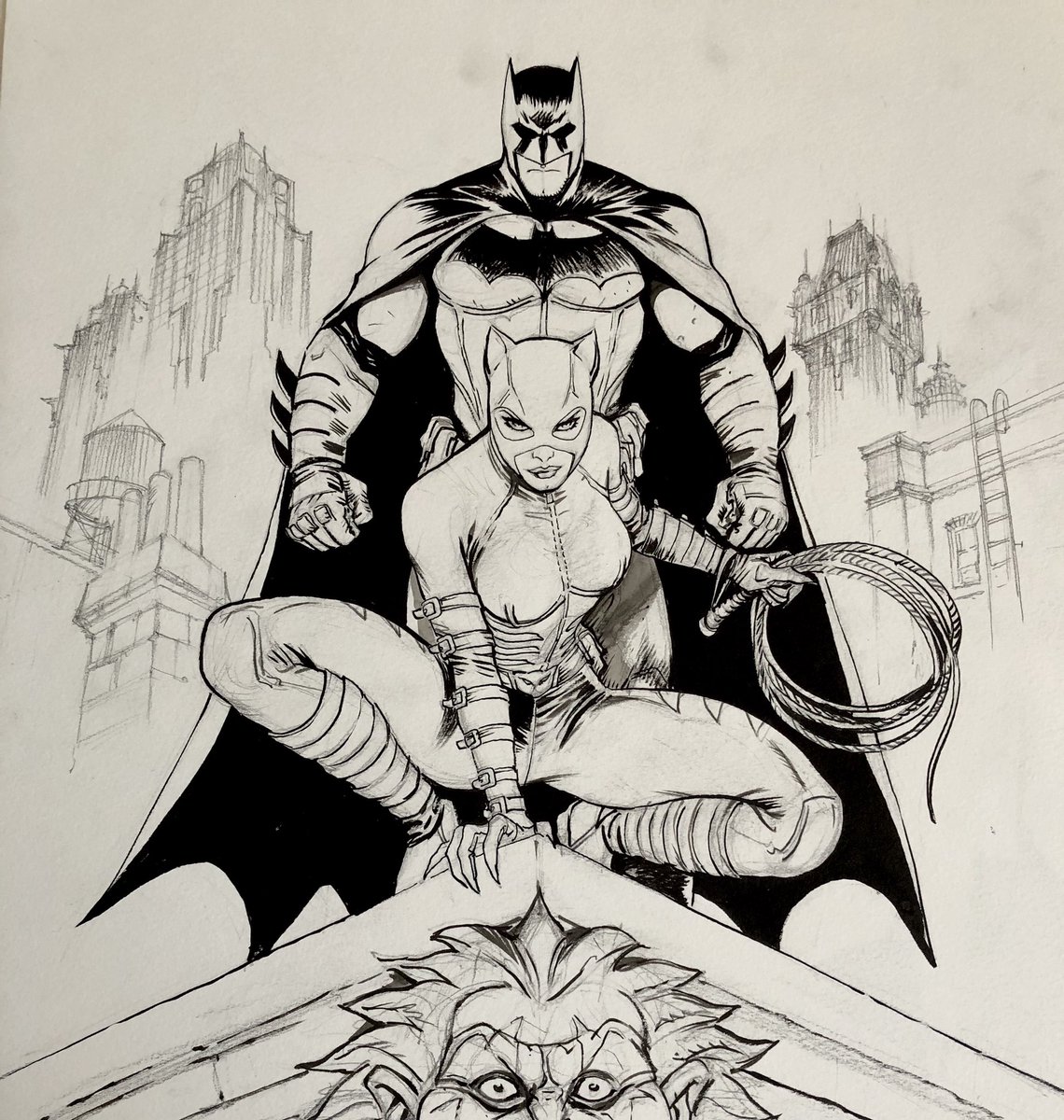 Batman Catwoman sketch Only one Pencil Art from DC issue one in Angelo  Carmelo Montanas Fan Art Original Blue Print and commission Comic Art  Gallery Room