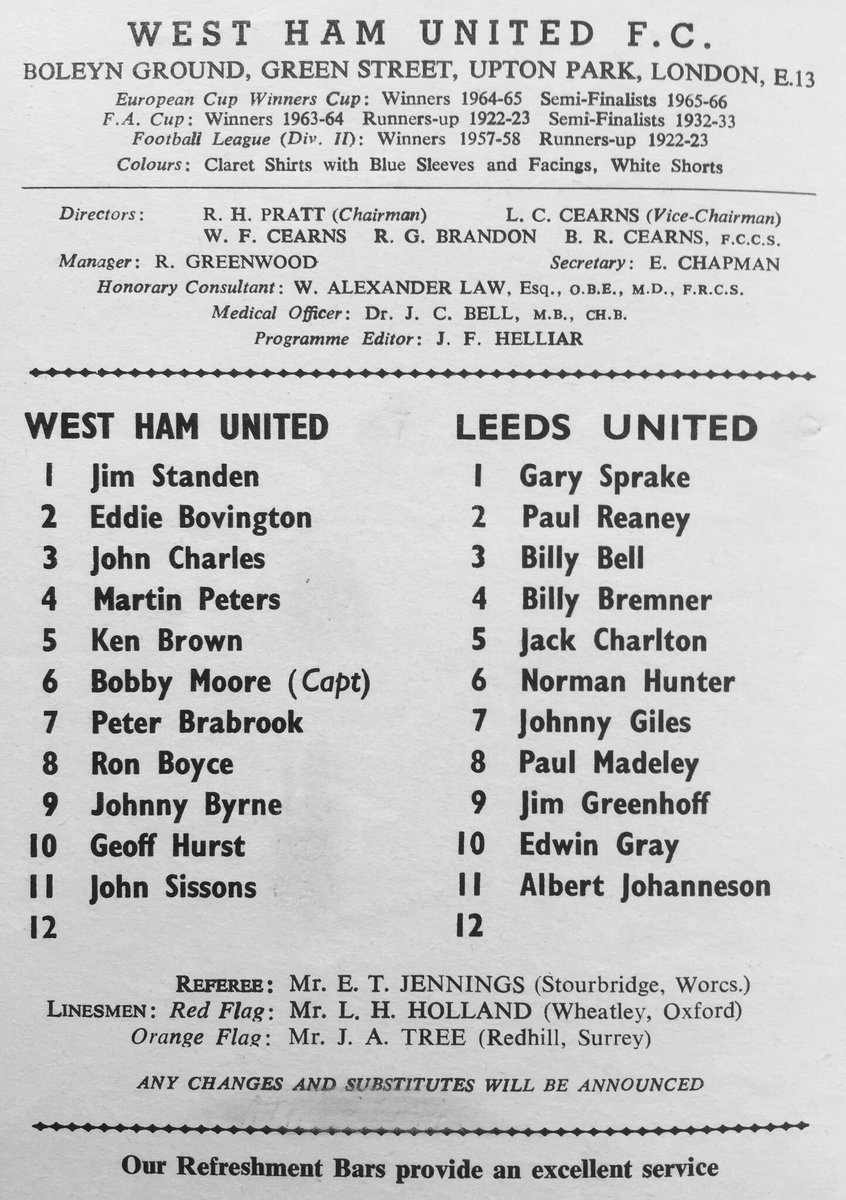Mal Winkles Football Nostalgia West Ham United V Leeds United League Cup 4th Round Otd 7 11 66 7 0 With Goals From John Sissons 3 Geoff Hurst 3 Martin Peters