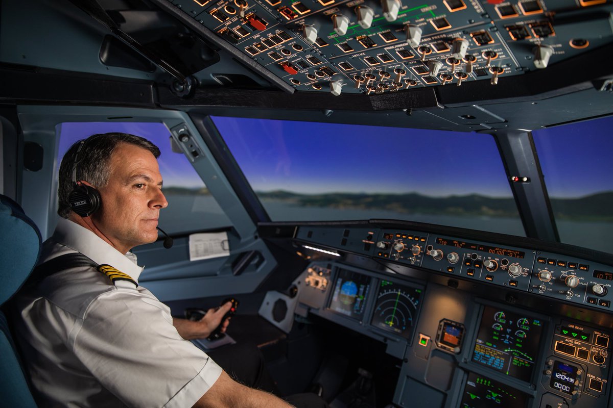 TRUsimulation's tweet photo. #TRUsim is excited to announce from #EATS2018 that we will be providing A320 full flight simulators to Avengers Flight Group and TAP Air Portugal. #Airbus #A320 #TransformYourReality https://t.co/VAMrXPwLhG https://t.co/paSBxVhVAa