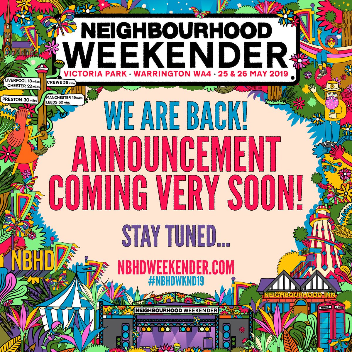 Are you excited for the big announcement?! 📢

It's such a great event and right on our doorstep! 🎵🎶

📷 <a href="/nbhdweekender/">NBHD Weekender</a> 

#TomsLateLounge
#NeighbourhoodWeekender
#Warrington
#MusicFestival
