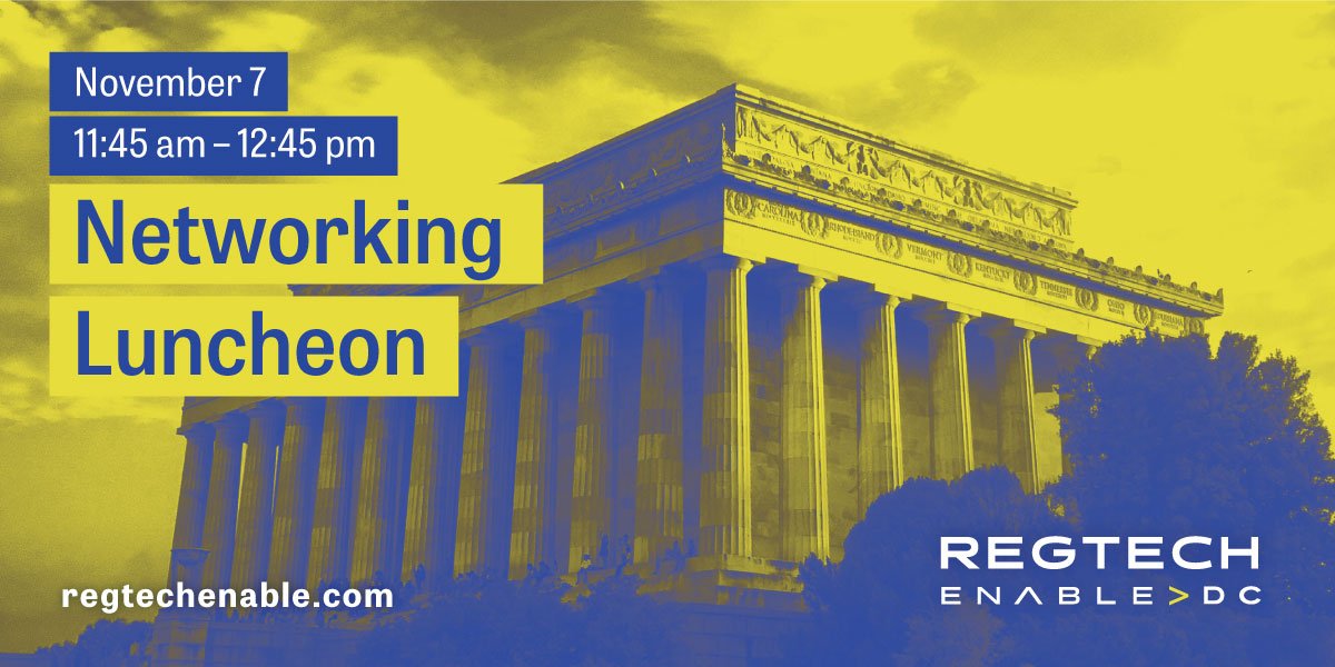 RegTechEnable's tweet image. Continue your discussions over lunch in the #RegTechEnable Exhibit Area.