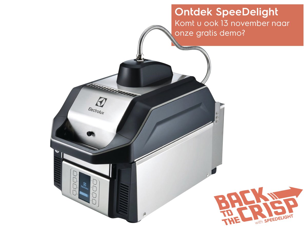 ElectroluxProNL's tweet image. Komt u ook dinsdag 20 november ook naar onze gratis SpeeDelight demo bij ons in Alphen a/d Rijn? Schrijf u nu in en haal het maximale uit uw bedrijf. ➡️ professional.electrolux.nl/live-demo-sess…
#excellence #speedelight #rapidcooking #snack