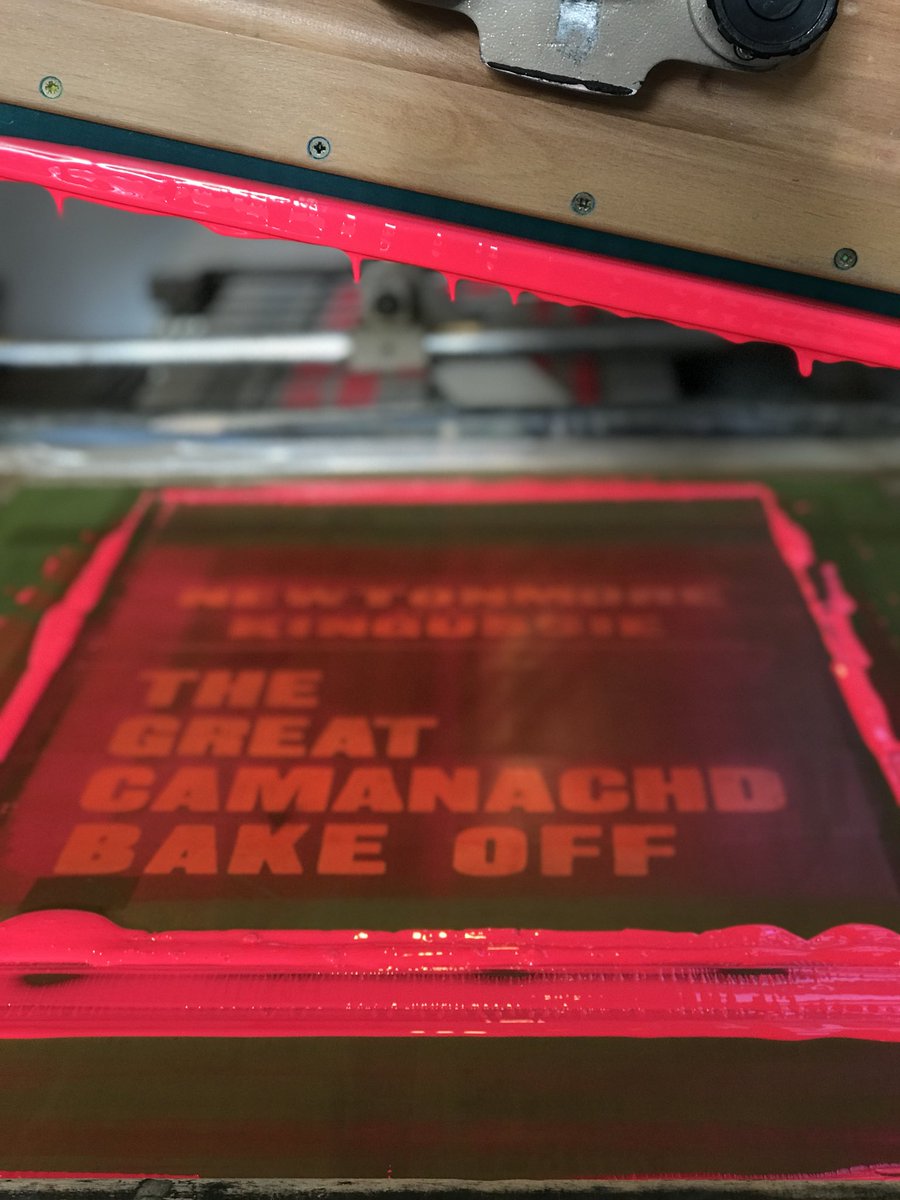 HighPrintStudio's tweet photo. Continuing our way through our Throw Up 2018 project with finishing off he edition of Newtonmore Shinty Artists, @dstitch Bake Off Poster.
Definitely brightened up the Studio! 🎨 🌈
#takepridetakepart #throwup2018 #shinty #inverness #screenprinting #printmakingstudio https://t.co/NmWSgaFBRN