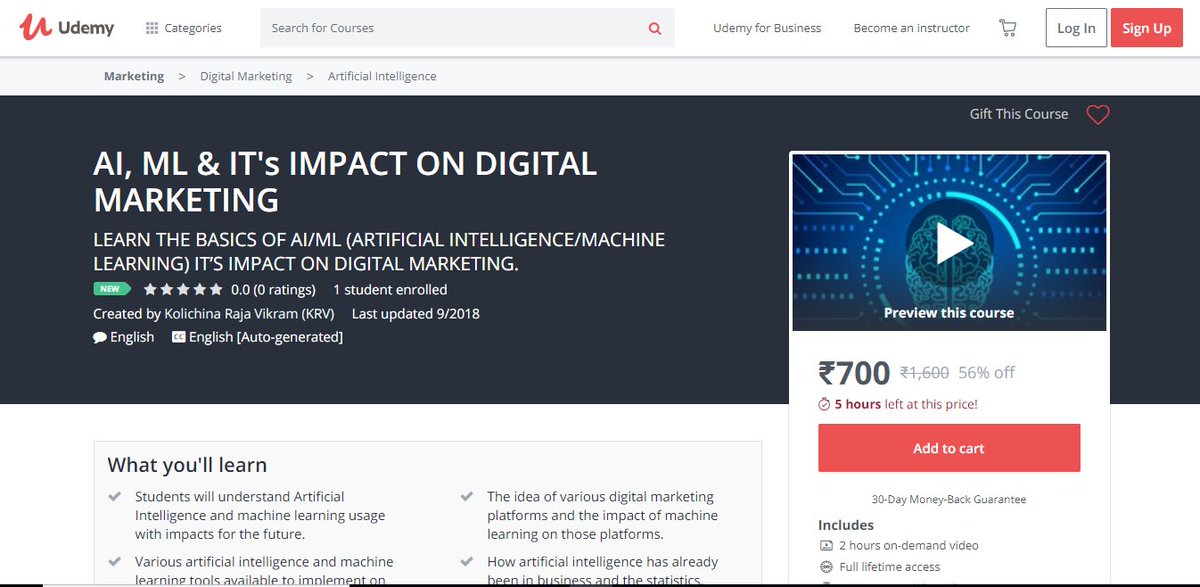 This #diwali gift a course to your loved ones. Running #offers on the #course @udemy . #ArtificialIntelligence #MachineLearning and its impact on #DigitalMarketing. Know the future of #DigitalMarketing #marketingstrategy #marketing #jobs #careerinmarketing #AUTOMATION #ai #ml