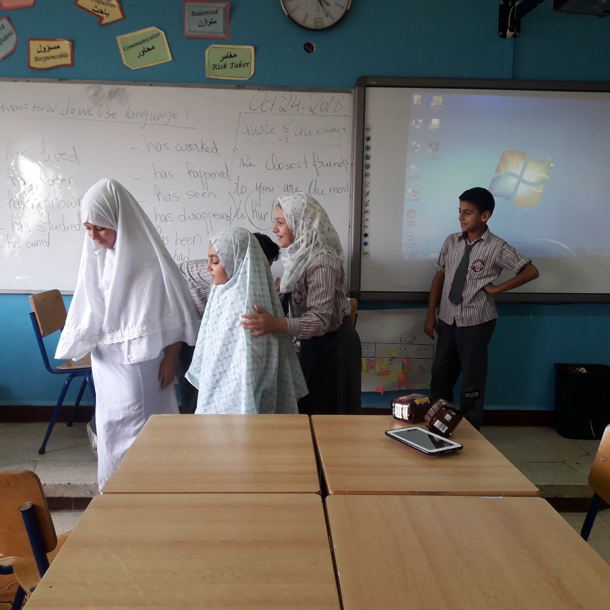 AtiehSamah's tweet photo. Showing a play creates special and unforgettable moments in the class# grade 6 learner performed their first play about "Internet Safety" @MakAishaSchool 
#Exhibition https://t.co/HV7ZADcekk