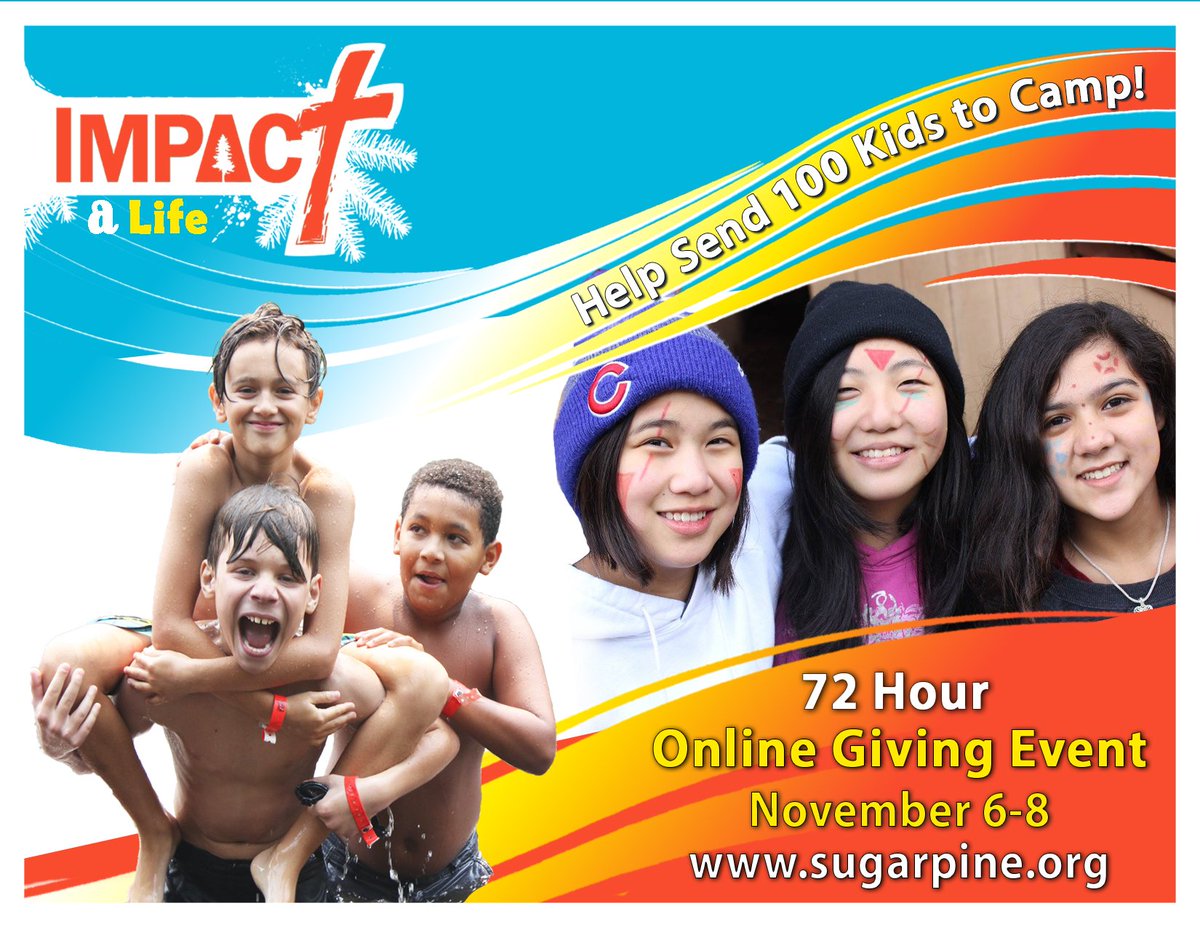 SugarPineCC's tweet photo. We are in the middle of our Impact a Life Online Giving Event. We invite you to Impact a Life TODAY - https://t.co/vqeGyYm1yT https://t.co/OiB5EplBJ9