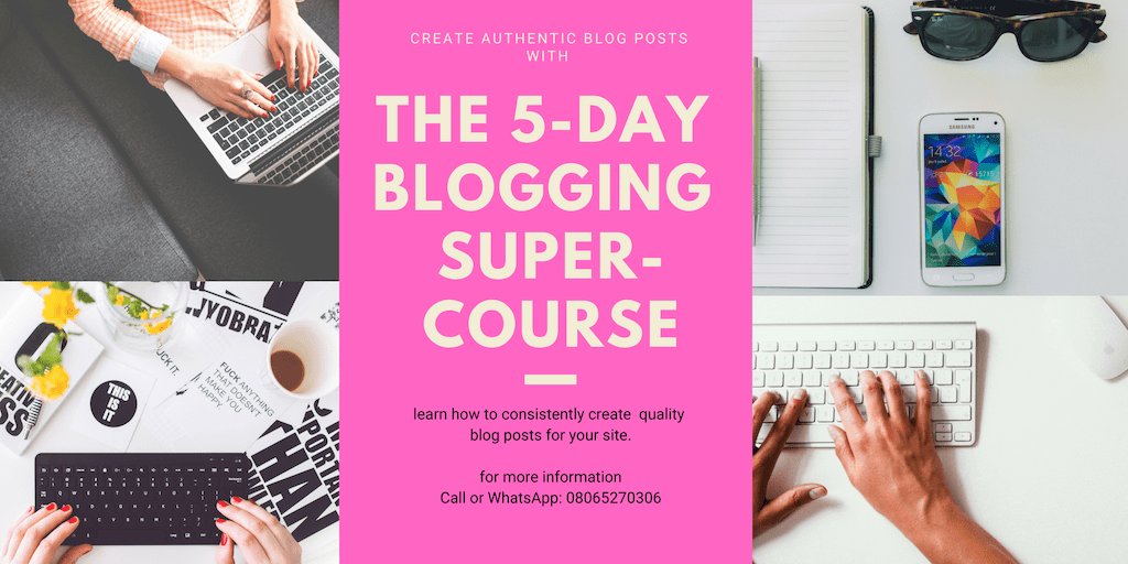 PamAgboga's tweet photo. Sign up for the 5-day Blogging Super-Course! https://t.co/CadXbNNRNa https://t.co/sWBRFoe0Cn