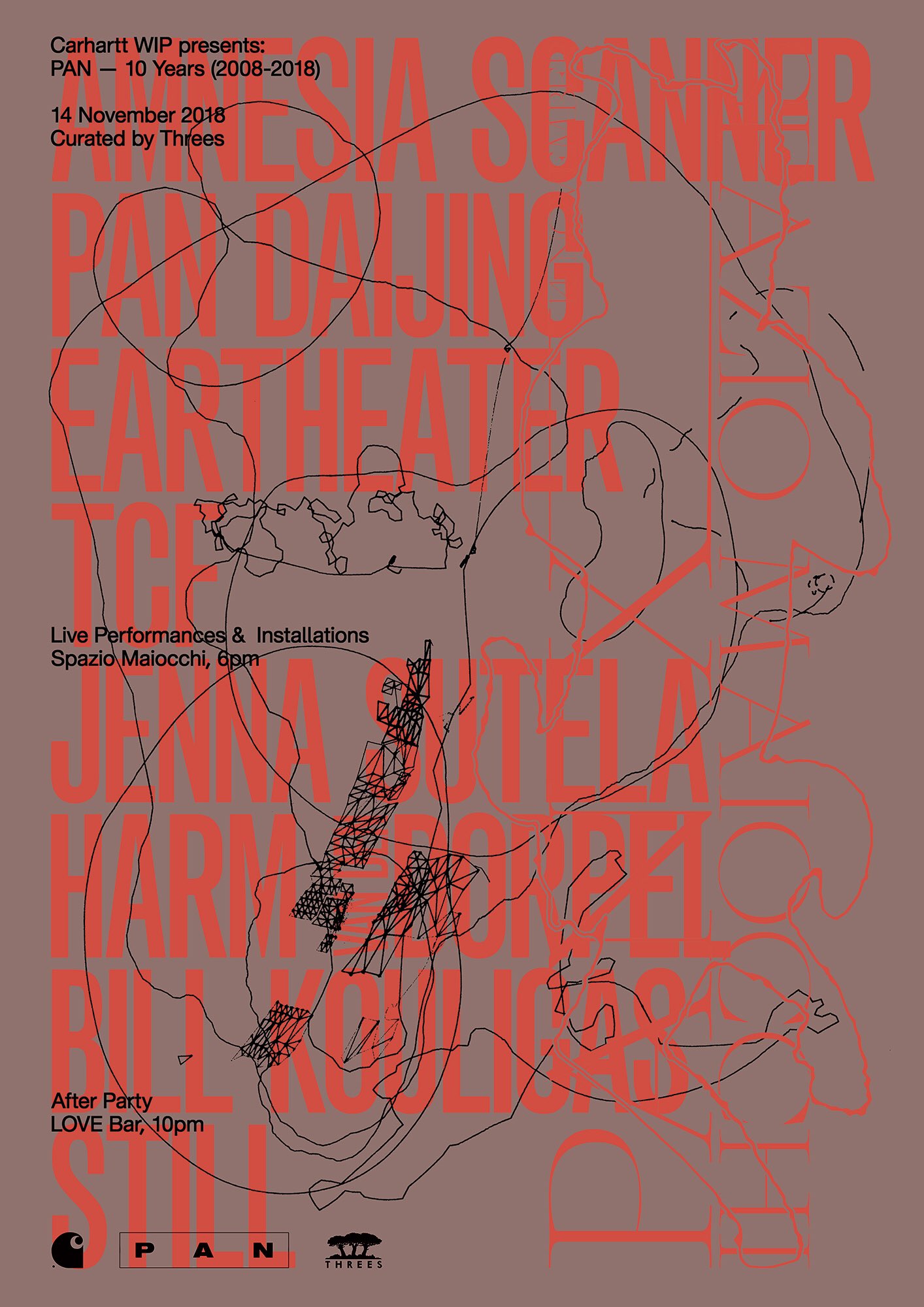 Pan 10 Years Of Pan X Spazio Maiocchi Milan Italy Wed 14 November Amnesia Scanner Live Pan Daijing Live Eartheater Live Tcf Installation