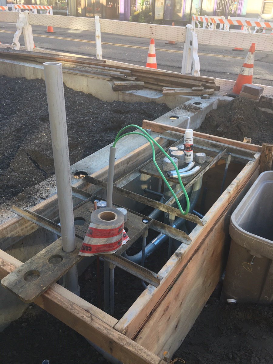 WashStProject's tweet image. Nov. 7 - Microgrid, signal foundations and curb work at 12th Street. Drainage from 11th to 12th Streets, with 12th closed from Bloomfield to Hudson. Signage from 5th to 11th Streets.