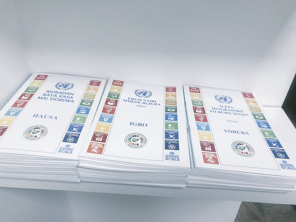RoseKeffas_G's tweet photo. Now Available #SDGs In Nigerian Major Languages @UNICLagos In Partnership with @ossap_sdgs Have translated the SDGs In Igbo, Hausa &amp; Yoruba 👌👌 Localizing the #SDGs #Agenda2030 https://t.co/aCww9rYFtk