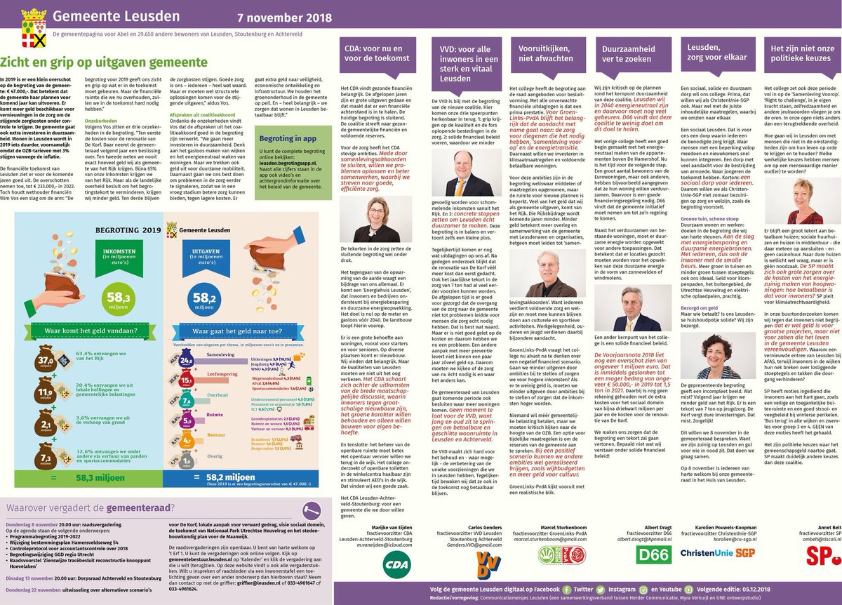 Vandaag staat ie weer in de Leusder Krant; de #gemeentepagina van Leusden. Met dit keer de gemeentelijke begroting als onderwerp. Gemaakt door Communicatiemeisjes Leusden: een samenwerkingsverband tussen <a href="/myraverkuijl/">Myra Verkuijl</a>, Mireille Den Hartog van <a href="/uneontwerp/">UNEontwerpstudio</a> en ik